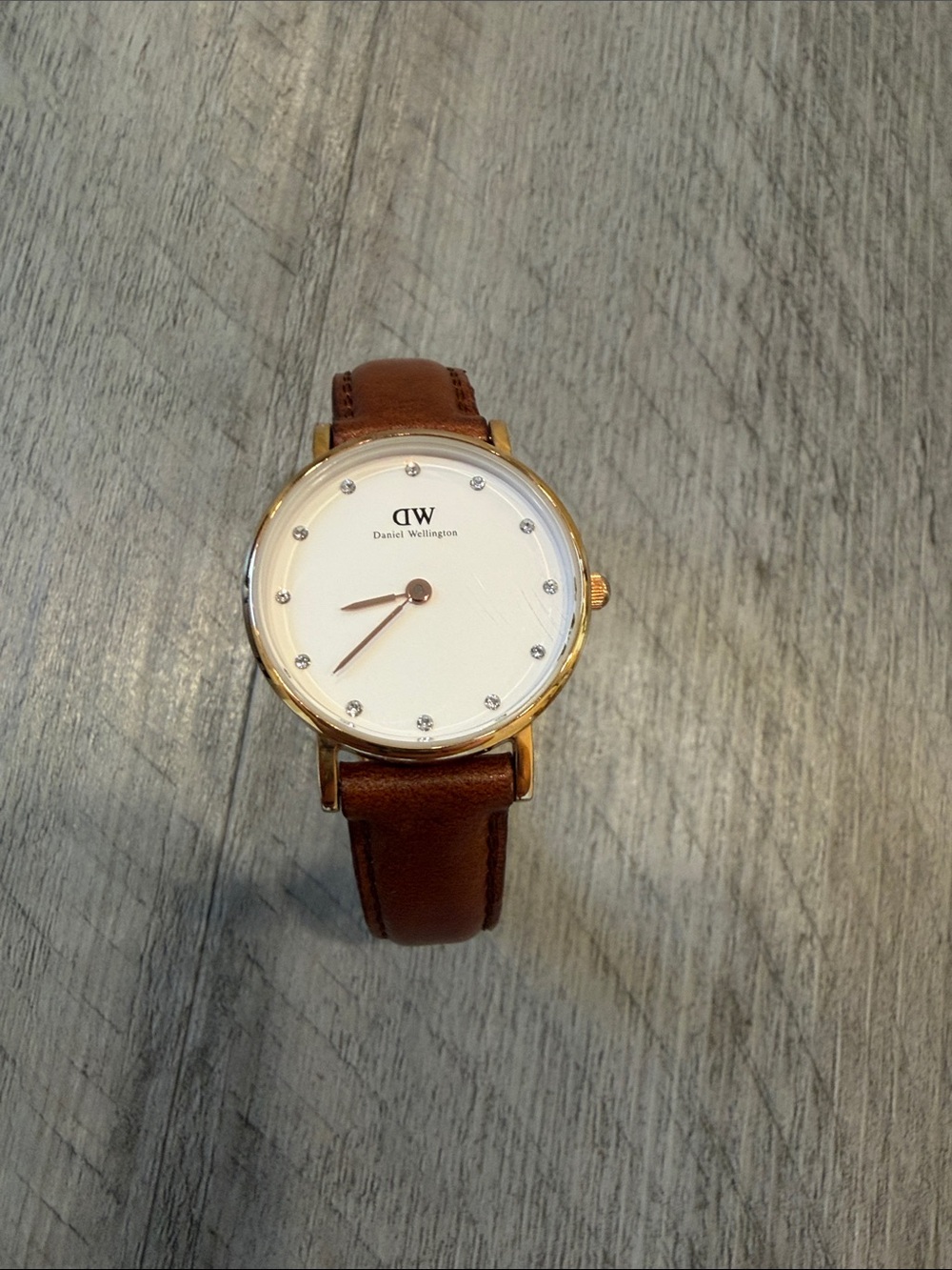 Daniel Wellington Gold Case gold Dial Watch with Brown Leather Strap
